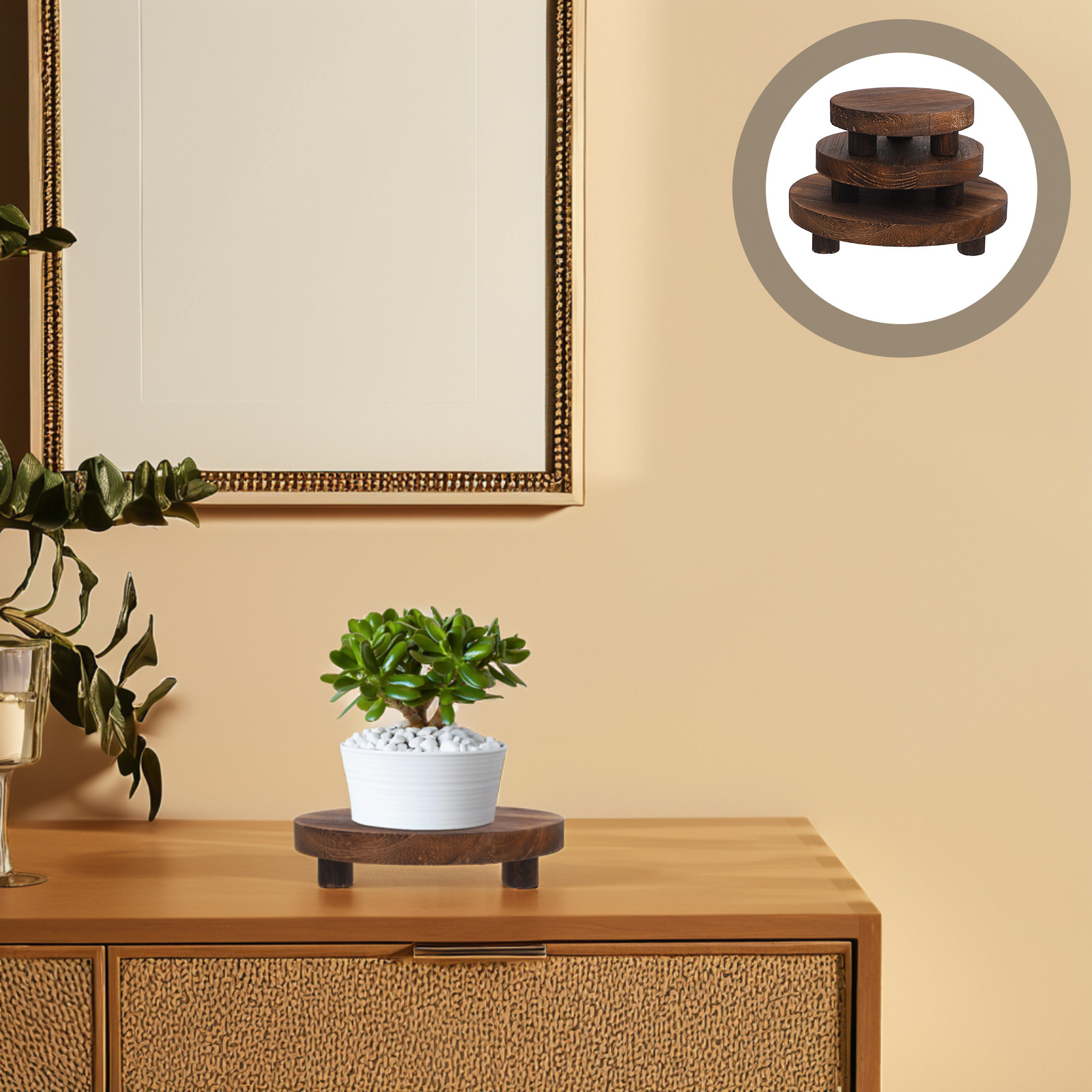 3Pcs Wooden Plant Stand Set Na - đánh giá và giá Display Risers Set